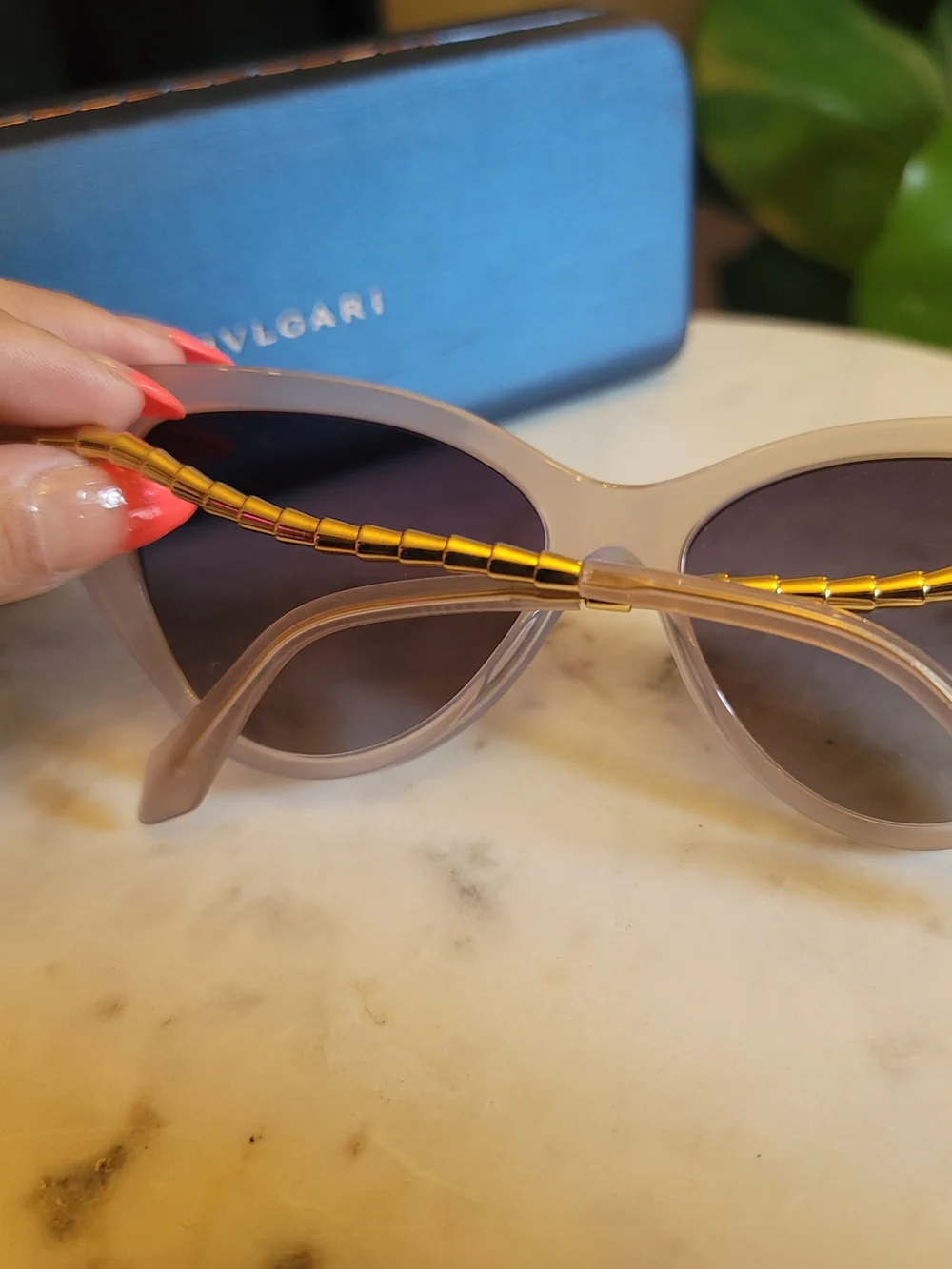 Bvlgari / Bulgari Women's 'Serpentini' Cat-Eye Sunglasses in Pink Frames